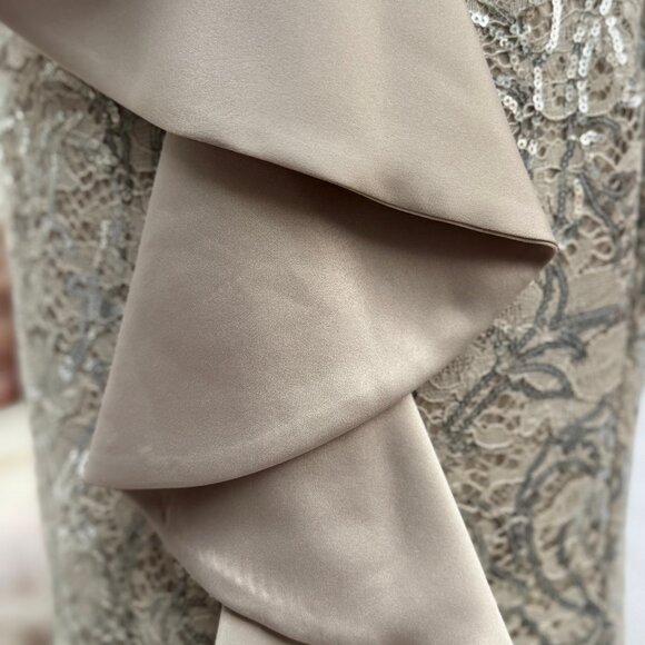 Eliza J Size 6 Beige Silver Accented Full Length Gown - Picture 12 of 16